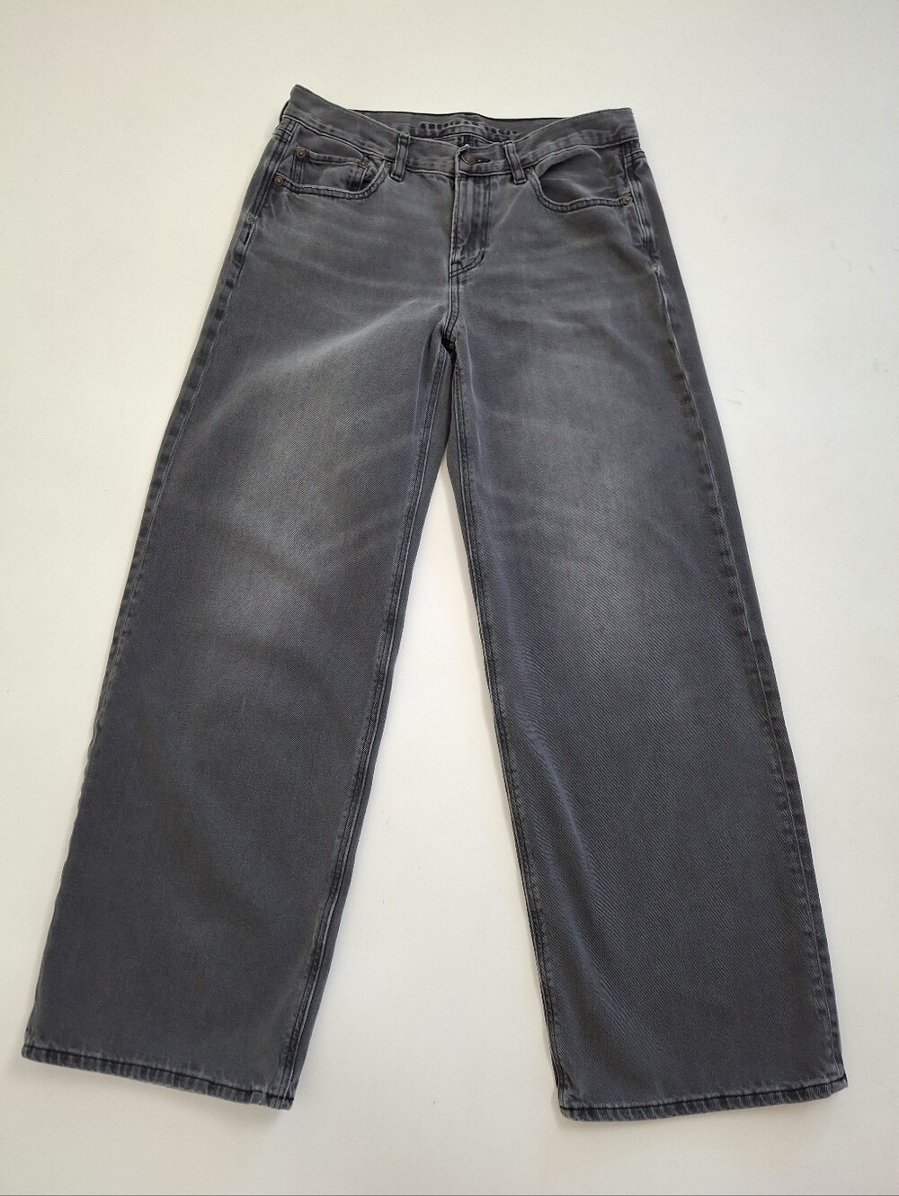 American Eagle Low Rise Skater Wide Leg Faded Black Jeans Sz 6